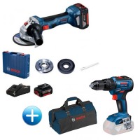 Акумулаторен комплект BOSCH GWS 180-Li + GSB 18V-50 Solo